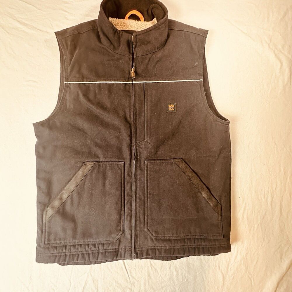 Walls Sherpa Lined Black Canvas Work Vest Men’s L